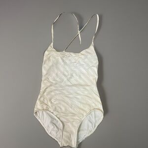 1960s Vintage Jantzen One Piece Swimsuit Striped Criss‎ Cross Back Size 8